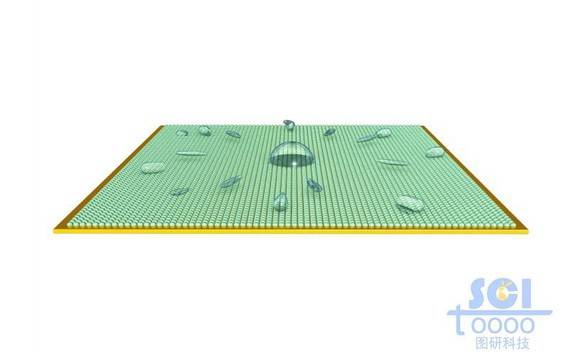 基底板上分散的水滴/液滴