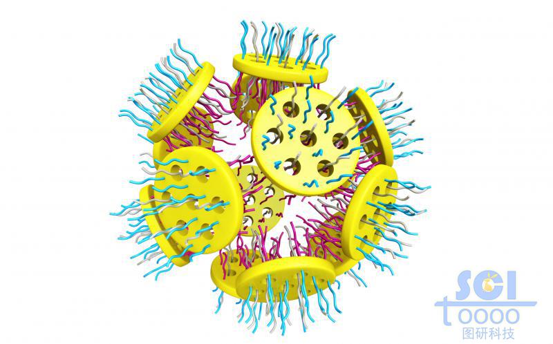 介孔纳米片上生长正反面高分子链段/亲疏水链段聚团形成纳米球/微球