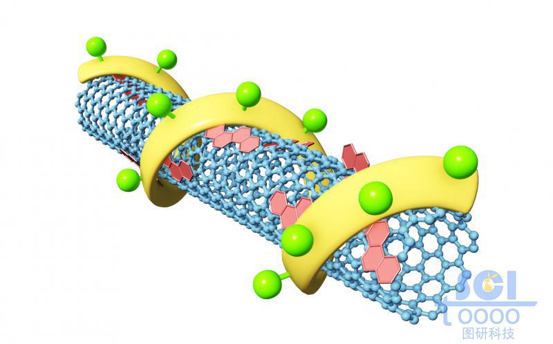 碳纳米管SWCNT表面包裹带修饰的螺旋状高分子结构