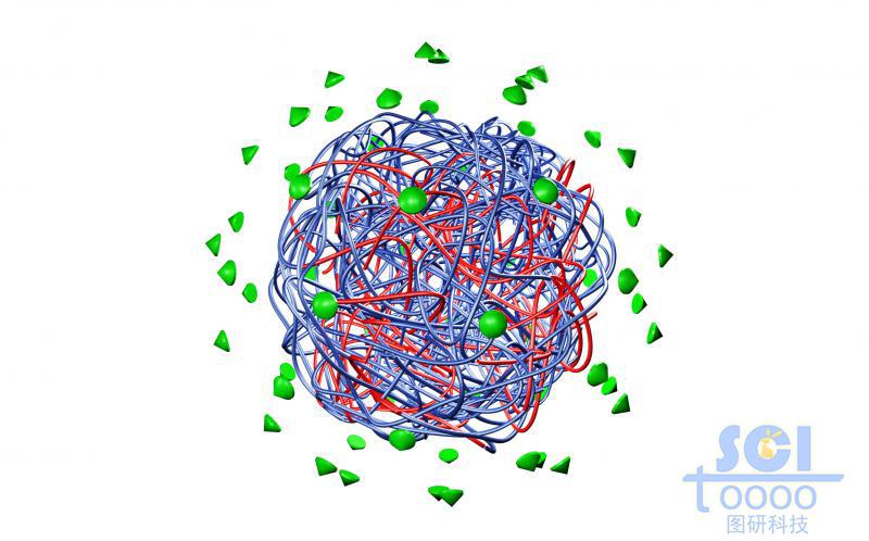 高分子链段交联缠绕形成的笼状结构吸附周围的小分子