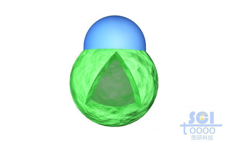 八分之一切口的空心球壳黏合其他无机结构