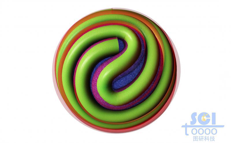 高分子材料堆积形成螺旋状纹路的微球