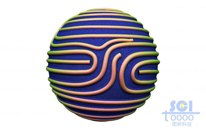 高分子材料堆积形成螺旋状纹路的微球
