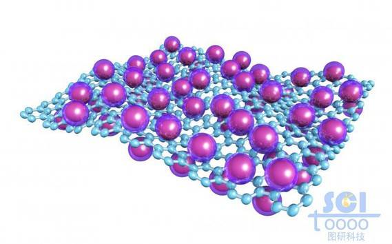 起伏的石墨烯上下表面均负载原子单体