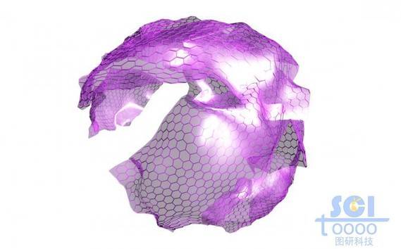 半透明起伏呈包裹状的石墨烯