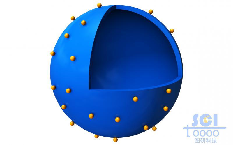 带八分之一切口的空心球表面镶嵌有机基团