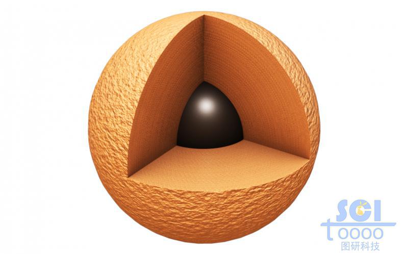 八分之一切口的带纹理的中心带实心球的纳米球