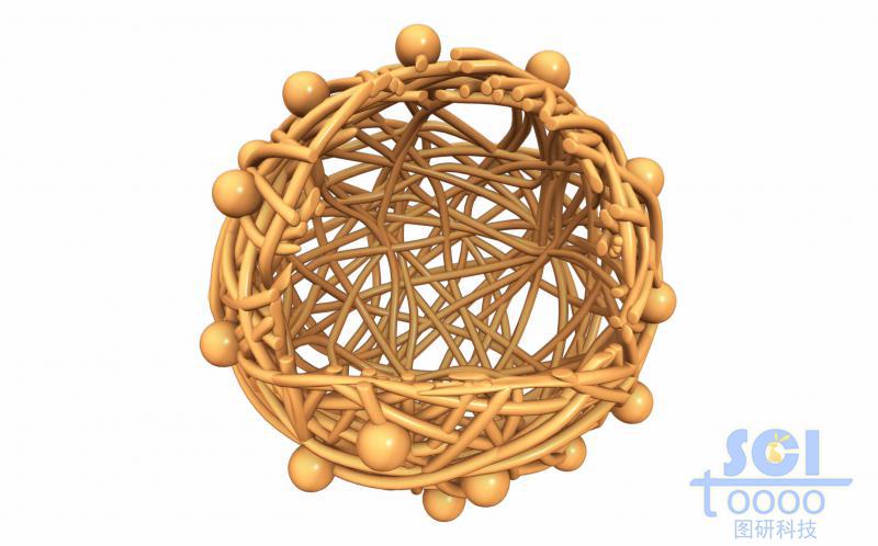 高分子链段交联缠绕形成的笼状结构